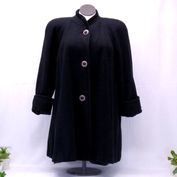 Lady Suzette 18/20 Wool Overcoat Padded Shoulders Raglan Sleeves USA EUC - Picture 1 of 11